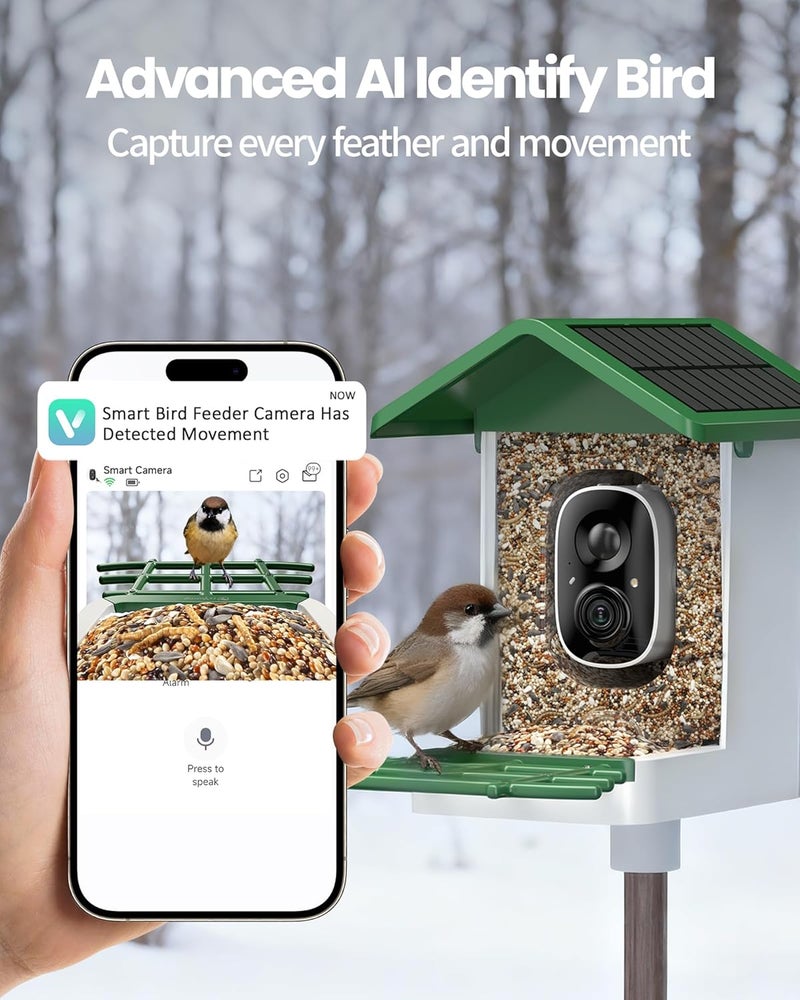 isYoung ​ Smart Bird Feeder with Camera, 2.5K QHD, AI Identify 16000+ Birds,Dual Solar Panel, AI Auto-Capture & Motion Detection, IP65 Weatherproof,170° Field of View, Perfect Bird Watching Gift - Image 2
